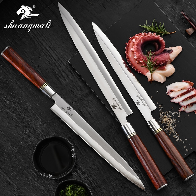 Laks filetering sushi kinfe 1.4116 stål japansk kok køkkenkniv yanagiba fisk madlavning sashimi knive med dalbergia håndtag