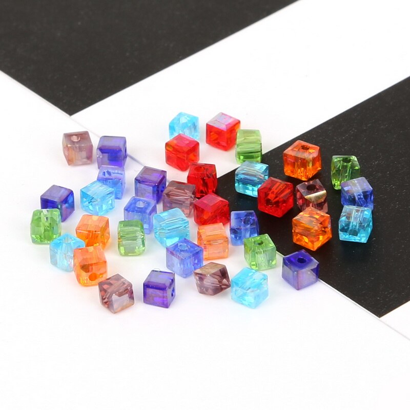 Approx 200pcs 2mm Square Shape Austrian Crystal Beads Cubic Loose Spacer Beads for Bracelet Making DIY Jewelry Accessories: Random mixed color