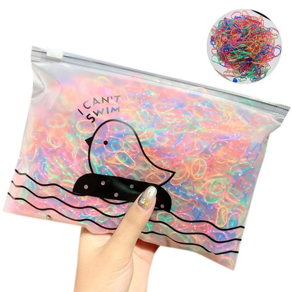 1000 / Pack fille coloré jetable élastique élastique cheveux bande Silicone Bracelets activités petits fête #40