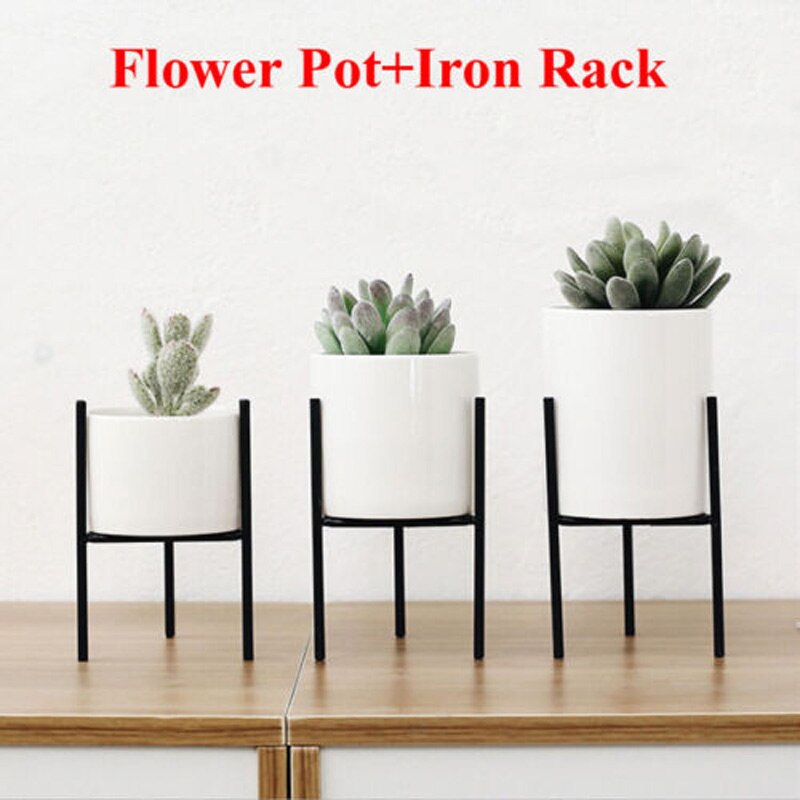 Mærke jern plante vase stå plantageholder holder keramisk blomst solid krukke hyldeholder have