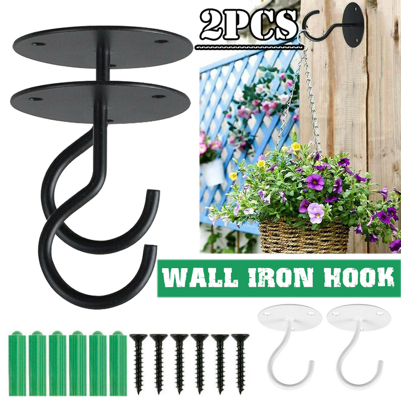 2x ścienny montaż sufitowy hak żelaza Sztuka latarnia wieszak na wiszące rośliny doniczka wiatr kuranty balkon wystrój ogrodu