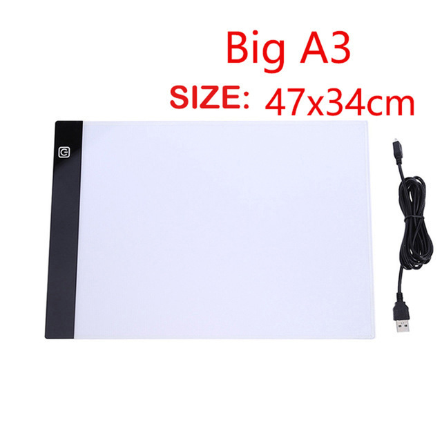 Tapis lumineux pour peinture diamant A5 A3 A4, avec LED, planche lumineuse, accessoires, Kits d&#39;outils, dessin, tablette graphique, croquis: a3  34x47cm