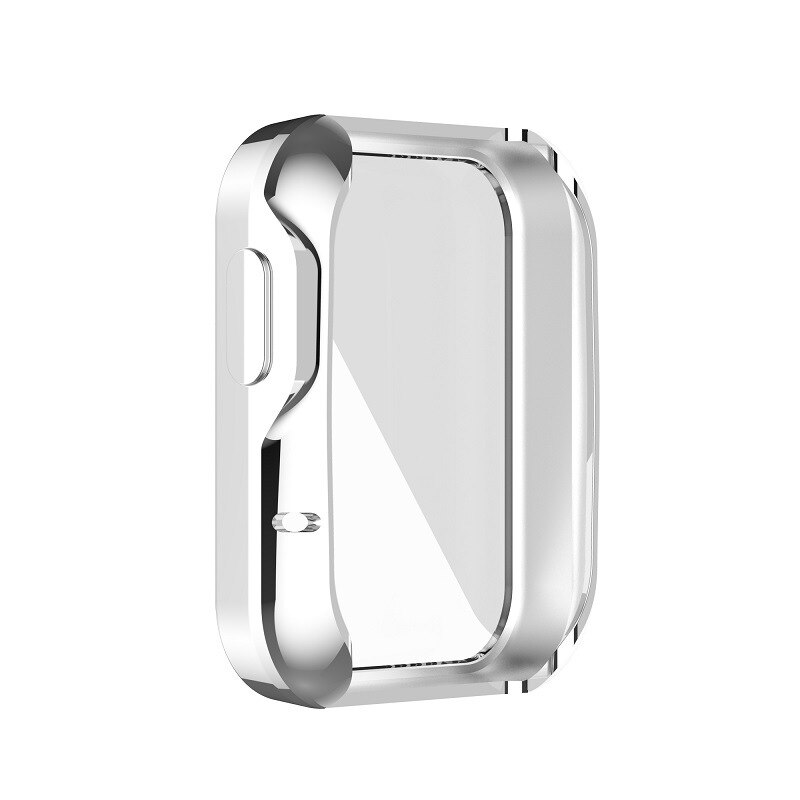 Tpu Plating Case Full Screen Protector Cover Voor Xiaomi Mi Horloge Lite Smart Horloge Case Beschermende Shell Voor Redmi Horloge gevallen: silver
