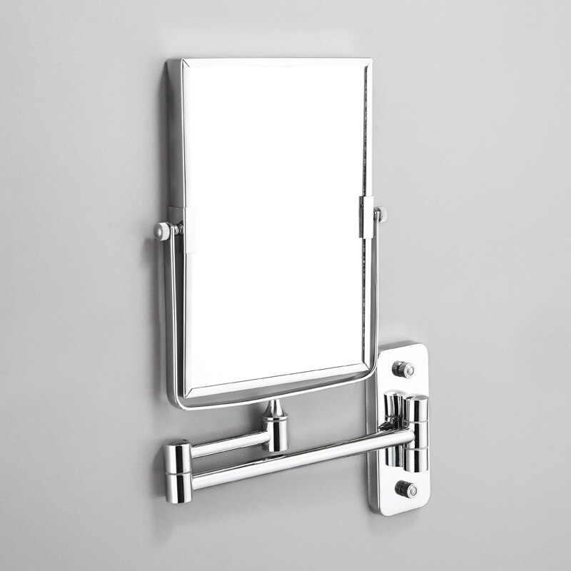 Bathroom Mirror Stainless Steel Square Floding Make Up Mirrors 3x Magnifying Dual Arm Extend 2-Face Cosmetic Mirror Wall Mounted