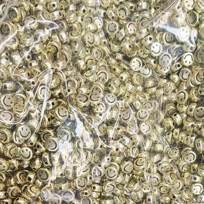 100 Stück 7 x 4 mm bunte lächelnde Gesicht Buchstaben Acryl verlieren Distanzperlen für Schmuckherstellung DIY Armbinde Zubehör: Grün