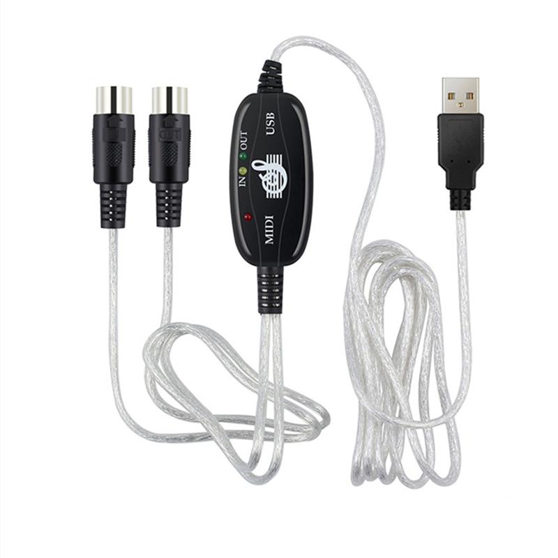 180X2Cm Midi-kabel Usb Midi Kabel Muziek Editing Cord Toetsenbord Aansluitkabel