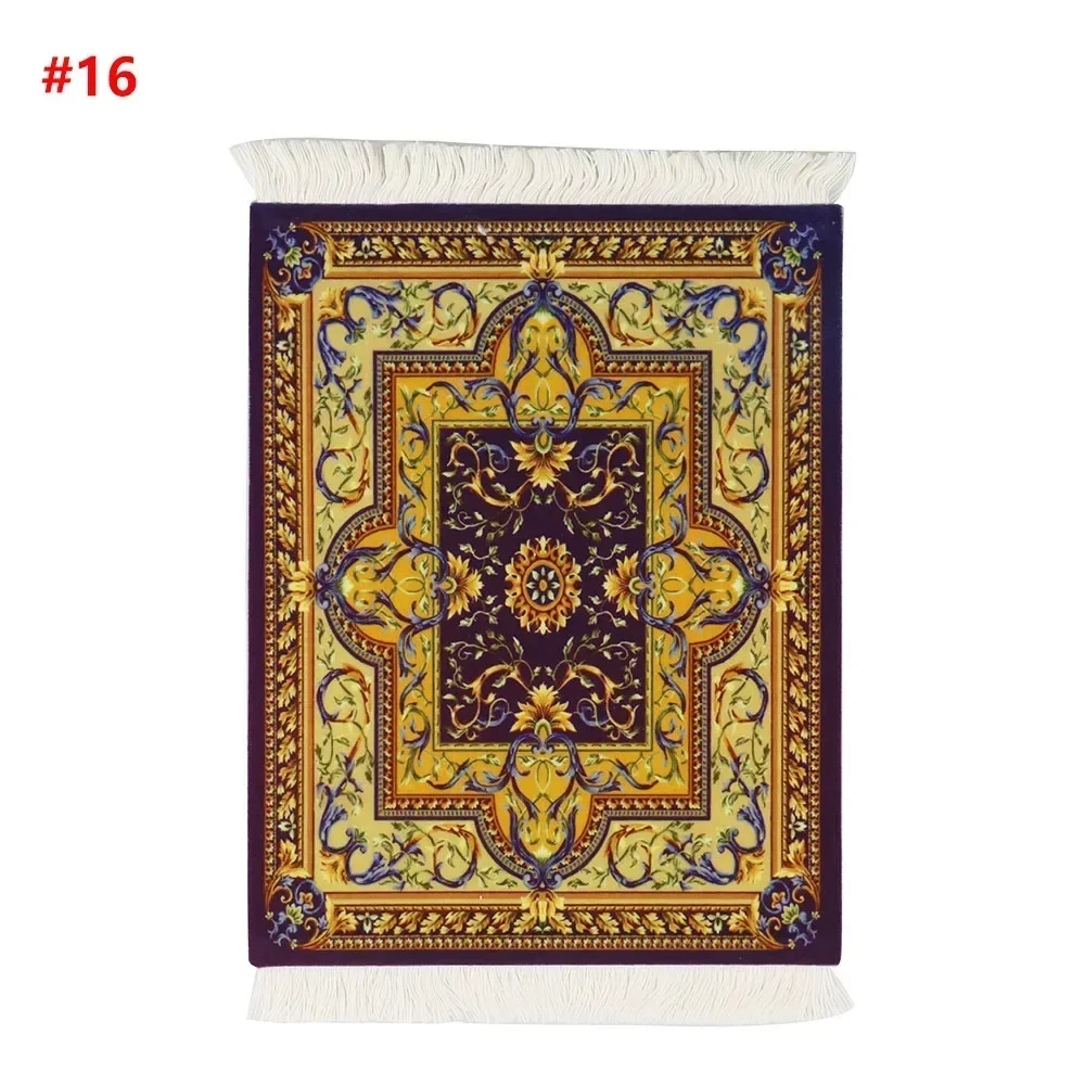 PC Mouse Pad Persian Mini Woven Rug Mat Mousepad Retro Style Carpet Pattern Cup laptop with Home Office Table Decor Craft table: Blue