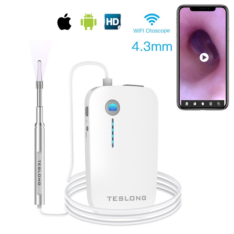 4,3mm WiFi Ohr Otoskop Drahtlose HD1080P Digitale Endoskop Ohr Inspektion Kamera Ohrenschmalz Reinigung Werkzeug mit 6 LED für IOS Android