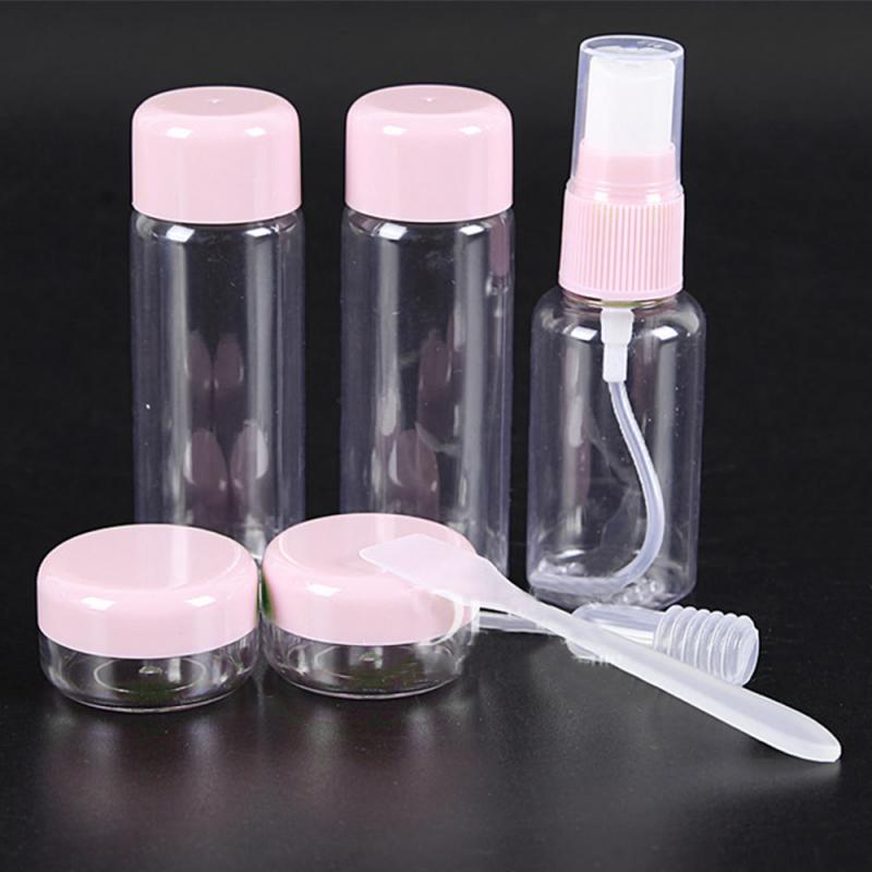 7pcs/Set Mini Makeup Cosmetic Face Cream Pot Bottles Plastic Transparent Empty Make Up Container Bottle Travel Kit Accessories