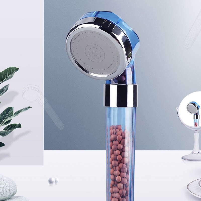 Negative Ion SPA Bath Shower Head High Pressure Bathroom Water-Saving Stones Beeds Rain Watering Filter Supercharged Showerhead
