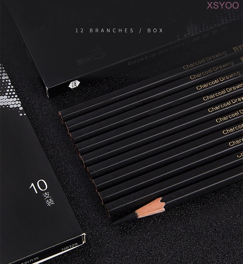 NYONI 10/12Pcs 14B Pencil Set Dedicate Charcoal Pencil Soft Medium Hard Painting Pencils Sketch Pencil Art Supplies Staionery