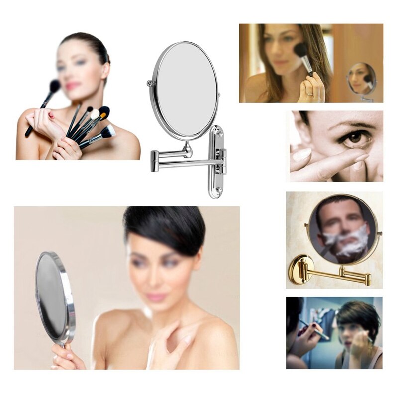 Silver Extending 8 inches cosmetic wall mounted make up mirror shaving bathroom mirror 3x nification
