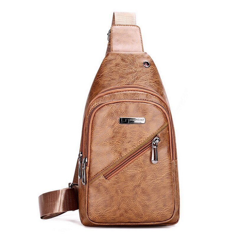 waterproof Male Chest bag Leather Crossbody Bags High Capacity Chest Bag Travel Shoulder Pack For Men Bolsos: Style A-3