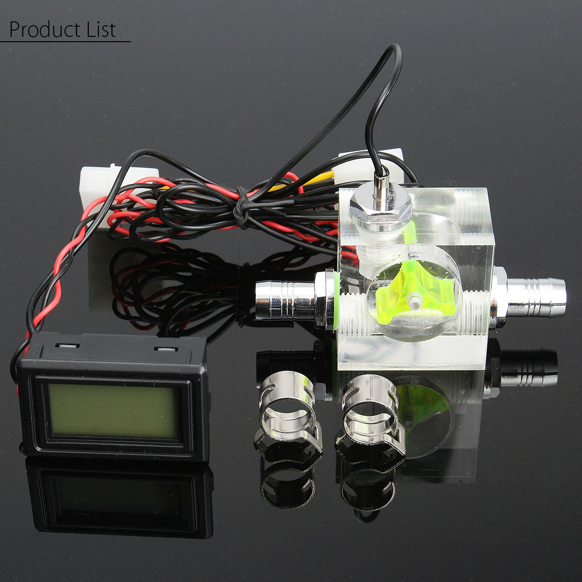 Water Liquid Cooling 3 Way Flow Meter LED Light Thermometer G1/4 Threaded Connector For Water Liquid Cooler System CPU