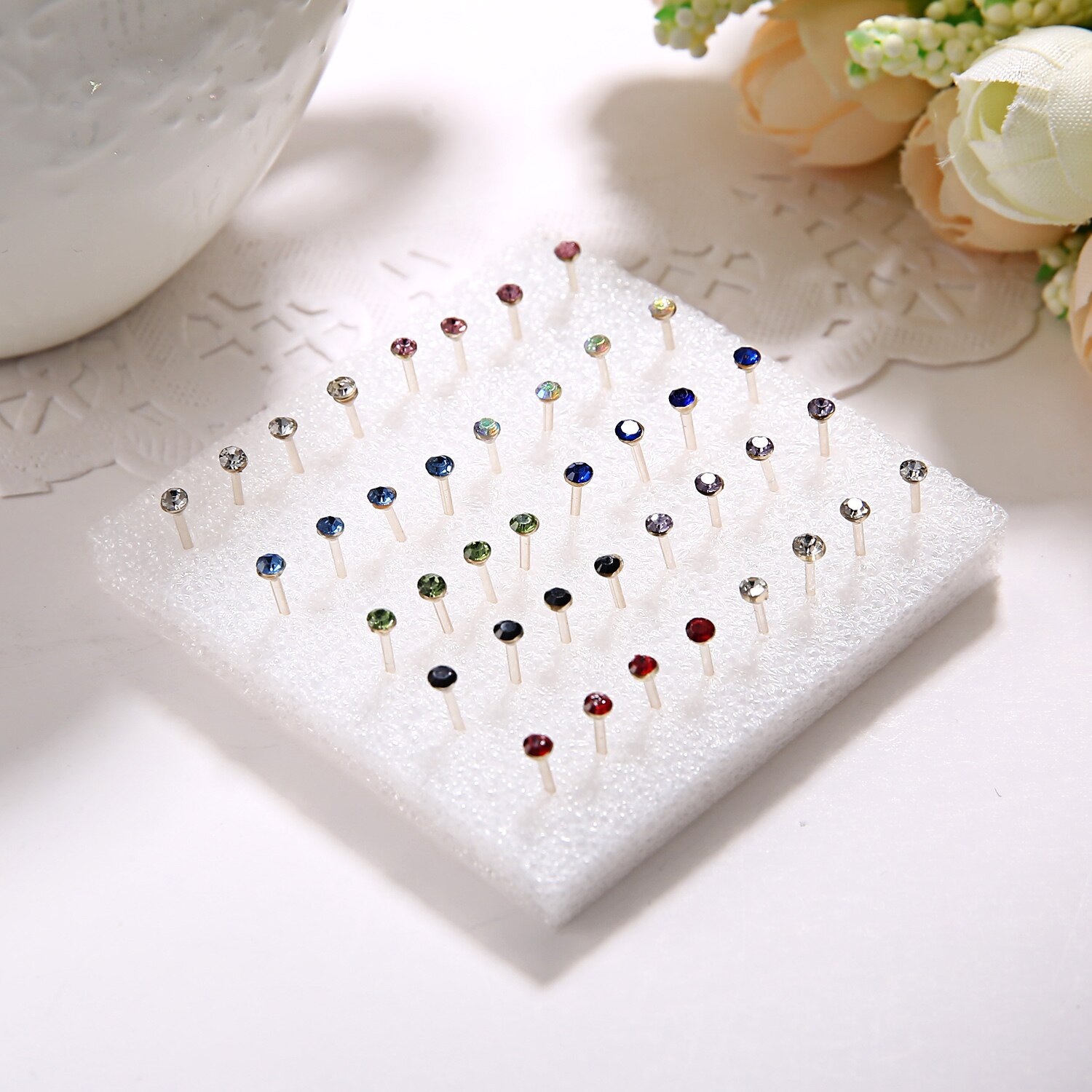 20 Paar/set Vrouwen Girl Rhinestone Crystal Ear Stud Oorbellen Gemengde Stijlen Ronde Kleine Oorbellen Sets Partij Sieraden 2 3 4 5Mm