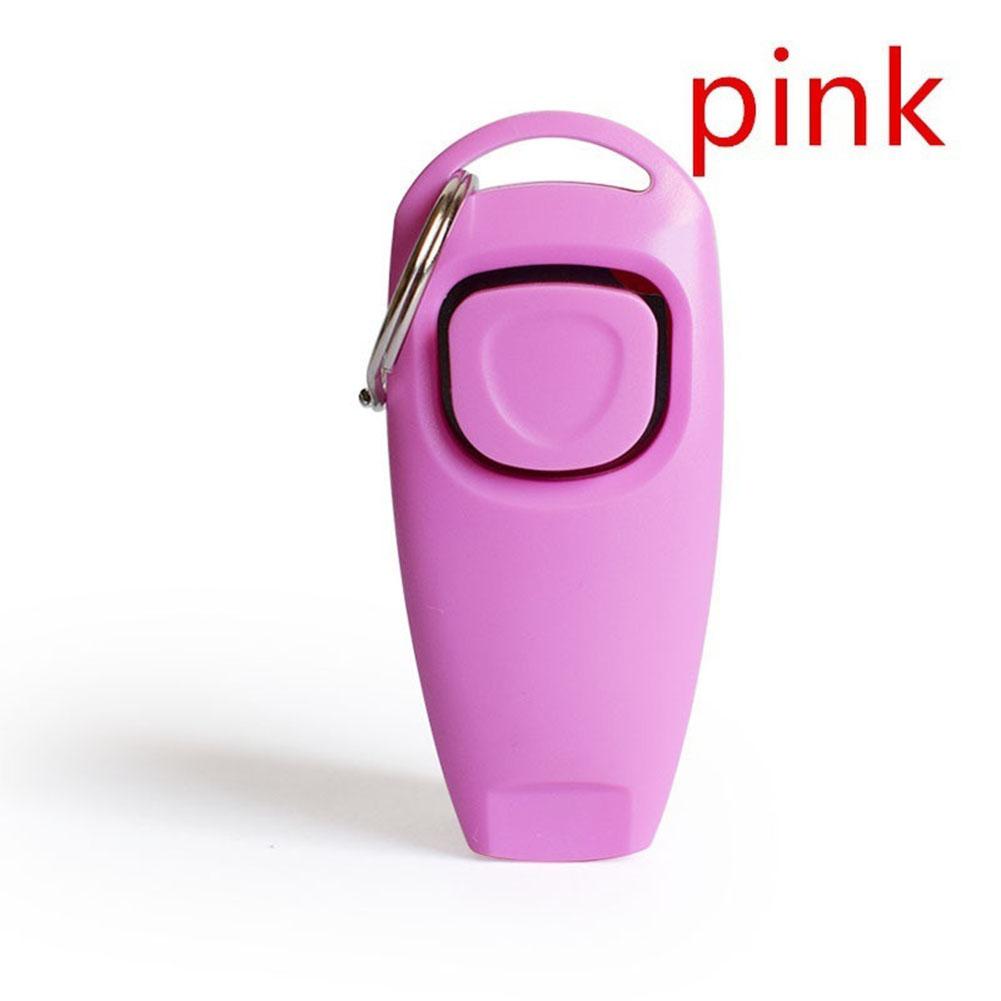 2 in 1 Universal Remote Portable Animal Dog Button Clicker Sound Trainer Pet Training Tool Control Wrist Band Accessory: Pink