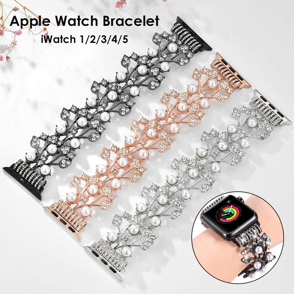 Bracelet Bling pour femmes pour Apple Watch, en métal, bijoux pour iWatch série 1 2 3 4 5, Bracelet montre Bling