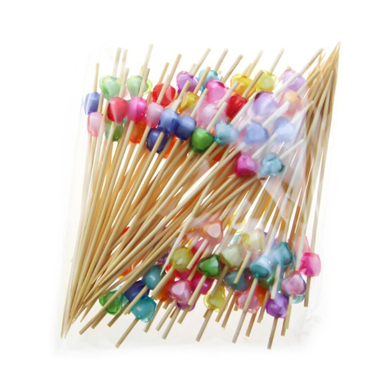 100pcs Disposable Bamboo Fork Buffet Fruit Desserts Pick Skewer Food Cocktail Sandwich Stick: 09
