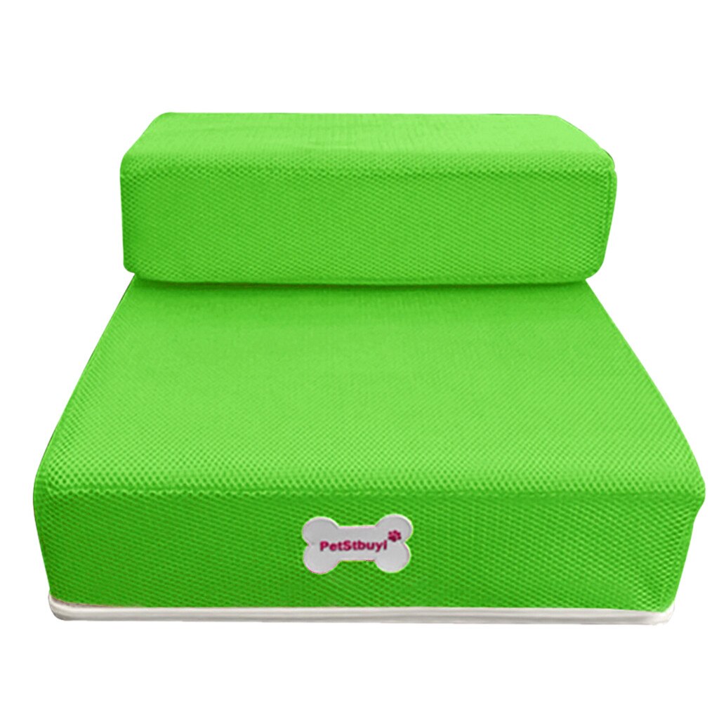Pet Stairs Breathable Mesh Foldable Pet Stairs Detachable Pet Bed Stairs Dog Ramp 2 Steps Ladder for Small Dogs Puppy Cat Bed: Green 