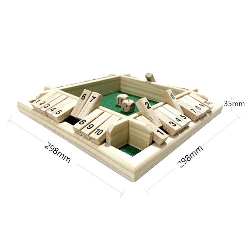 22X22X3.5Cm Sloot De Doos Dobbelstenen Bordspel 4 Zijdig 10 Aantal Houten Flappen & Dices spel Voor 4 Persoon Pub Bar Feestartikelen