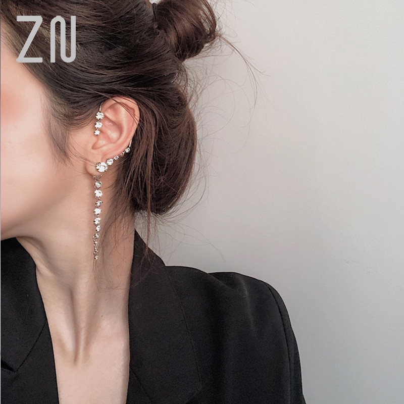 ZN 1 pieza grandes pendientes de oreja para mujer nueva Declaración brillantes pendientes colgantes de cristal hechos a mano de joyería de