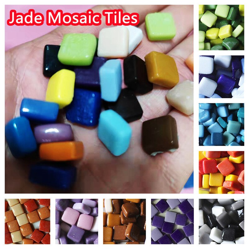 125pcs(Approx. 250g/8.82oz) Jade Mosaic Tiles 1.1*1.1*0.4cm Square Mosaic Stones DIY Mosaic Craft Materials Mix Color