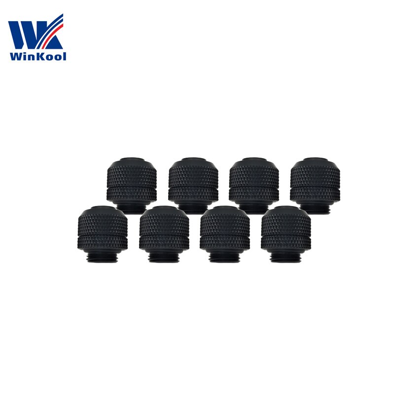 WinKool (8 stks/partij) 3/8 "ID X 1/2" OD (9.5X12.7mm tubing) waterkoeling Compressie Fittingen G1/4 "draad: Black Color