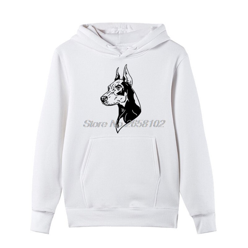 Doberman Pinscher Dog Print Hoodies Men's Cotton Pullover Sweatshirt Fleece Hooded Hip Hop Streetwear