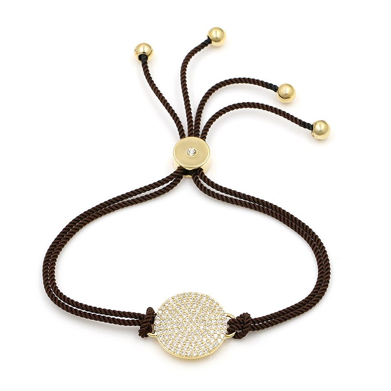 WEIMANJINGDIAN Rope Chain Cubic Zirconia Pave Round Bracelets with Adjustable Slide Lock for Men or Women in Various Colors