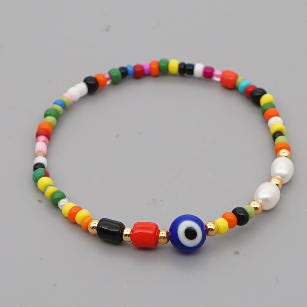 Go2 boho boho armbanden turkse boze oog armbanden sieraden zomer strand parel regenboog zaadkralen sieraden voor meisjes: Zz -b200080e