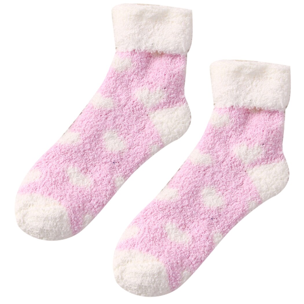 Candy Warm Lady Heart Cute Winter Kawaii Thick Casual Women Socks Fuzzy Fluffy Terry Warm Socks Short Cute Cotton Socks Female: Pink
