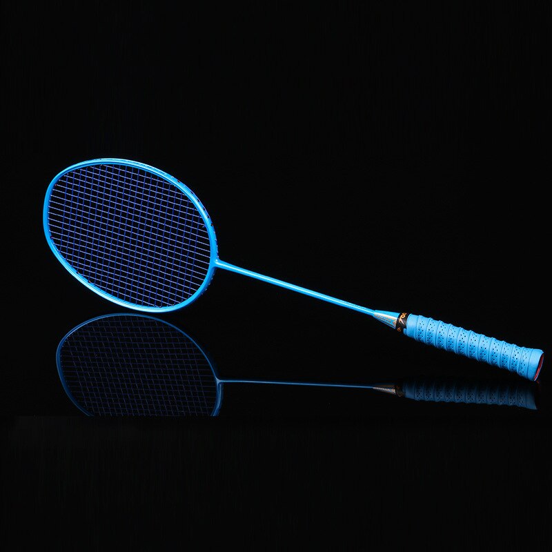 Ultralight 4U Carbon Strung Badminton Racket Badminton Racquet Fiber Grips and Wristband: blue