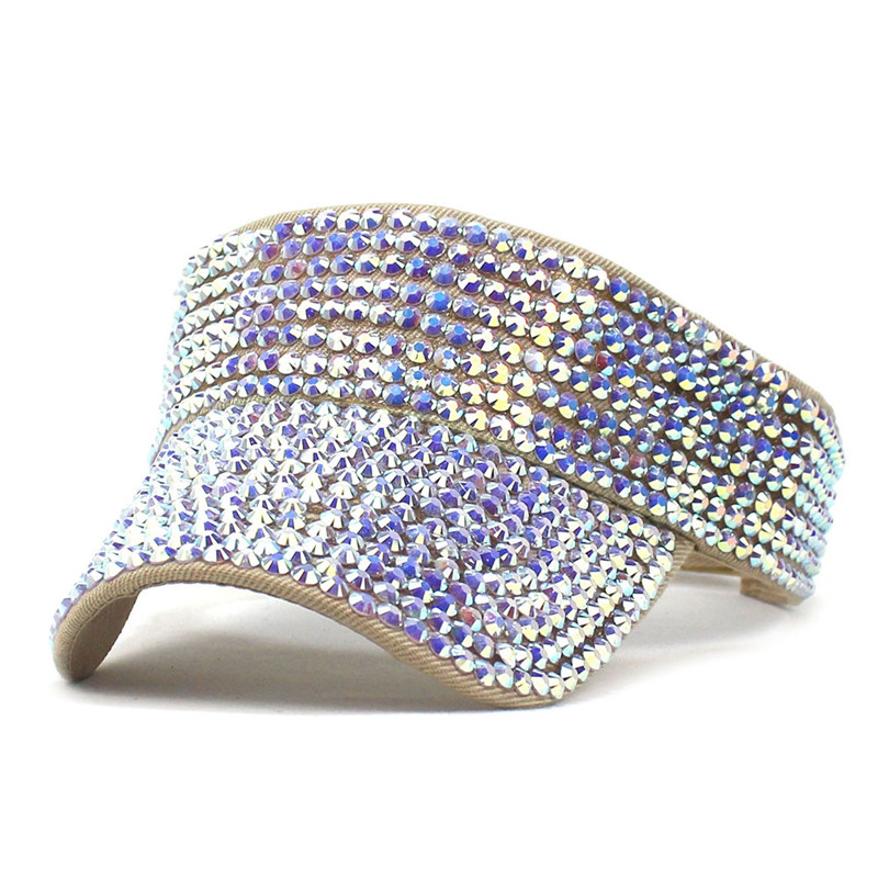 Summer Cotton Color Rhinestone Visors Adjustable Sun Protection Cap For Men and Women 05