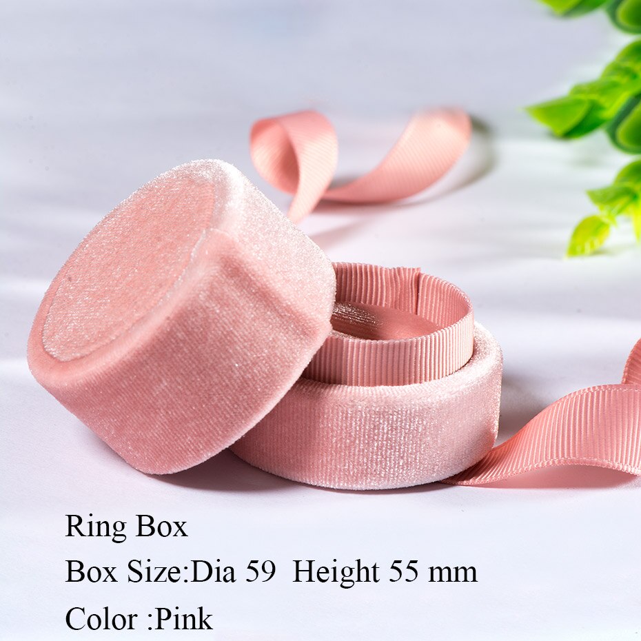 Kuololit pink fløjl rund sløjfe smykkeskrin til bryllup forlovelsesring øreringe halskæde armbånd smykker emballage display: Ringboks