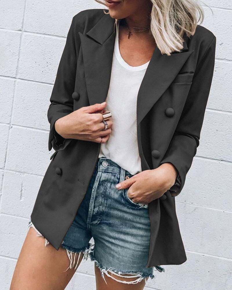 Ca dames trenchcoat slank casual zakelijk blazer pak werkjas bovenkleding tops: Xl / Zwart