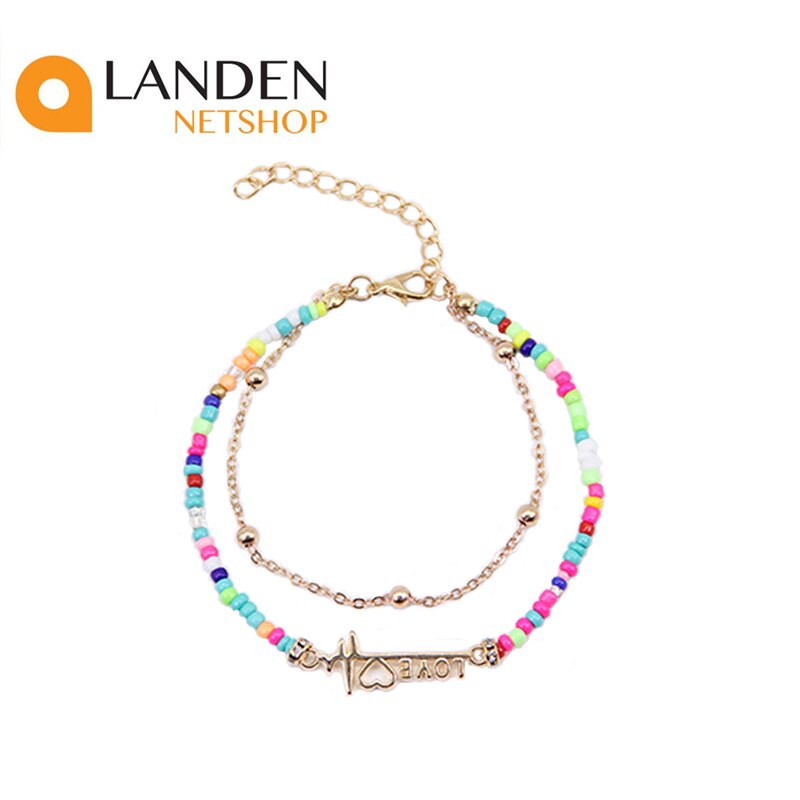 tobilleras boho Vintage para mujer, cadena de oro a la , pulsera de tobillo con cuentas de colores, joyería de pie