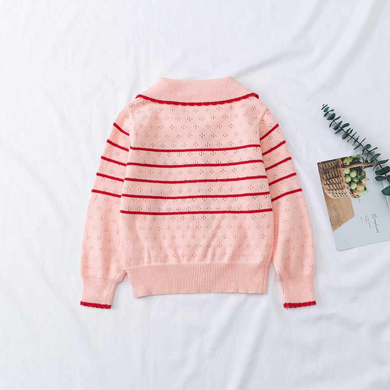 Kindervest jas lente herfst meisjeskleding uitgehold katoenen gebreide trui jas  bc996