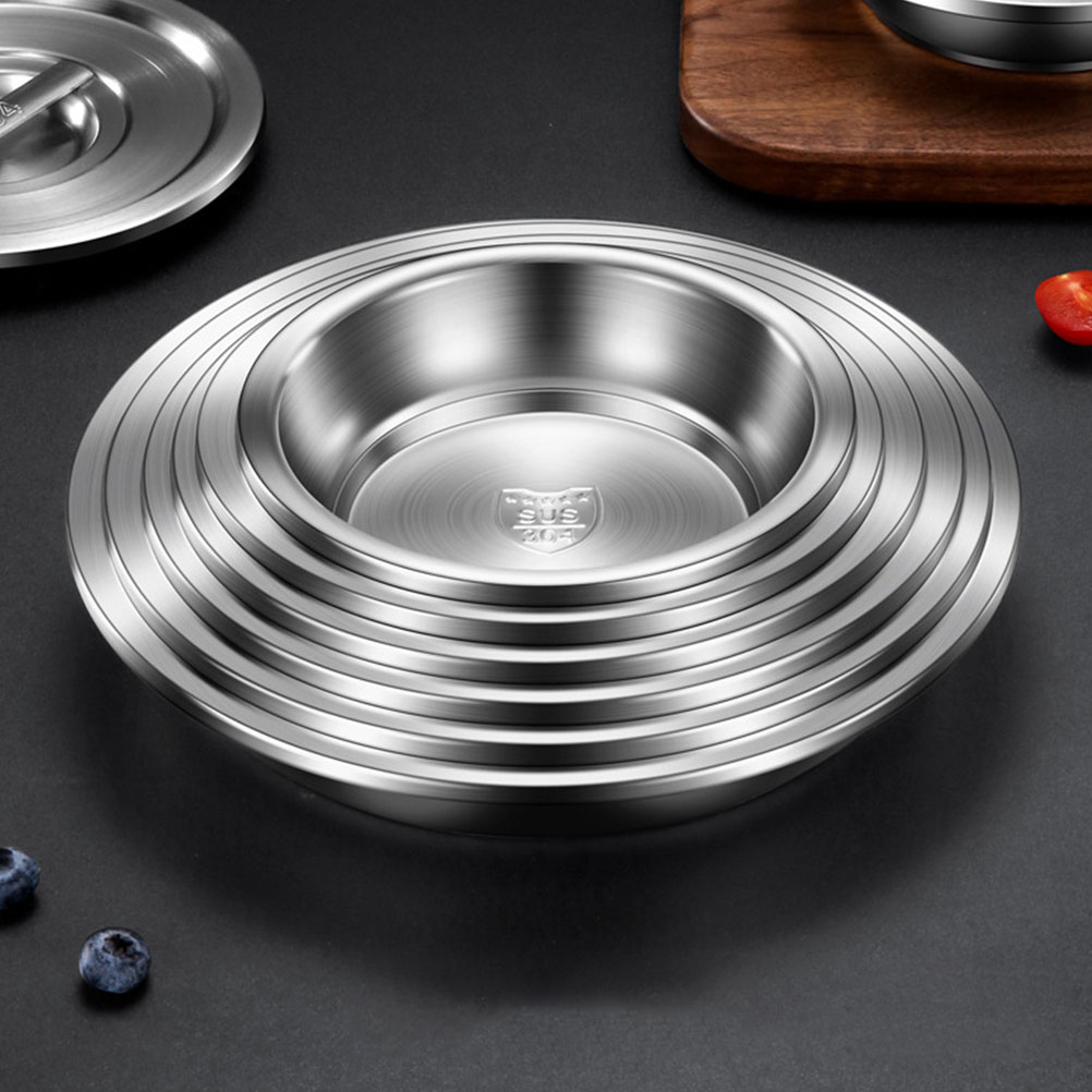 1 Set Huishoudelijke Voedsel Plaat Vis Stomen Schotel Met Deksel Gestoomde Vis Plaat Knoedel Serveerschaal Roestvrij Staal Diner Plaat