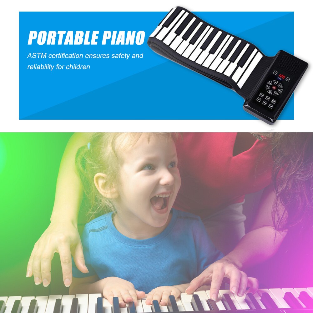 Portable 88 Keys Flexible Roll Up Piano Silicone Foldable Digital Keyboard Portable Foldable Soft Keyboard Electronic Piano