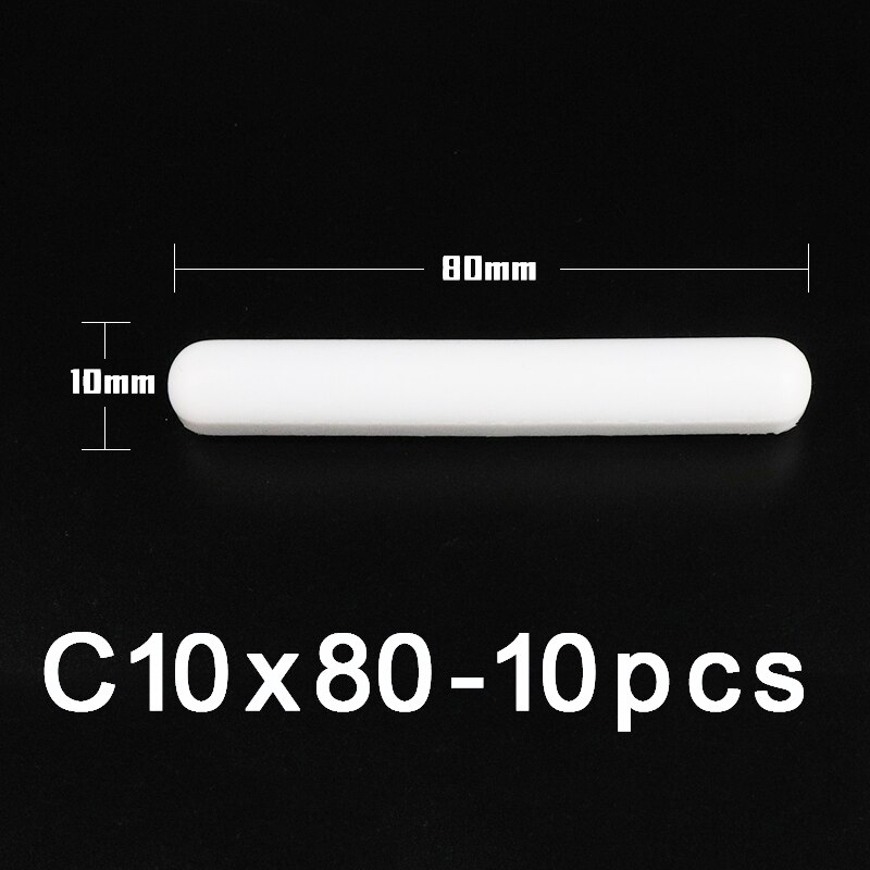 PTFE Magnet Rührer Rühren Bar Zylindrischen Typ-C Magneton Rühren Rührgerät Weiß Dreh Riegel, mehrere Größen Für Wahl, 10 stücke: C10x80mm-10Stck