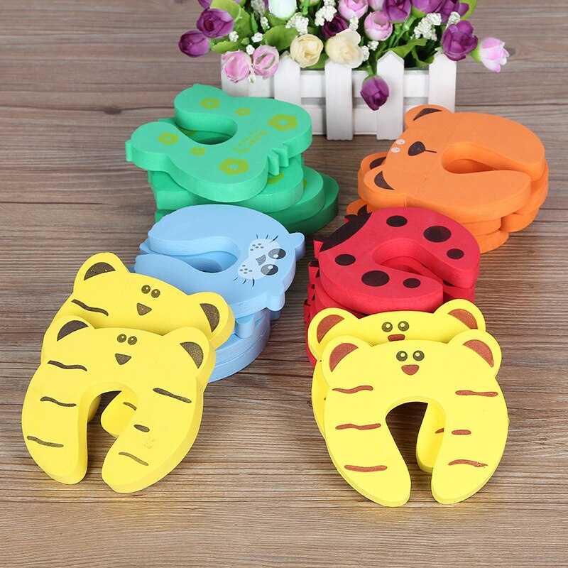 7Pcs/Set Cartoon Animal Foam Door Stopper Baby Finger Protect Door Holder Safety Locks Security Guard Door Knob Wall Protection