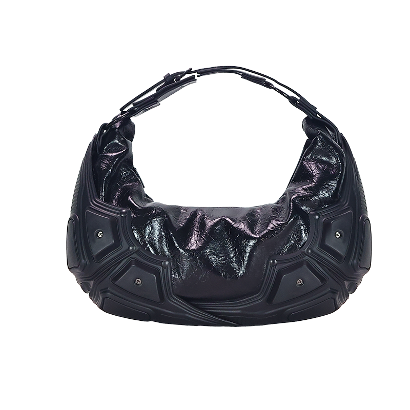 Zomerse metallic leren handtas hobo tas zilver/zwart/felroze schoudertas