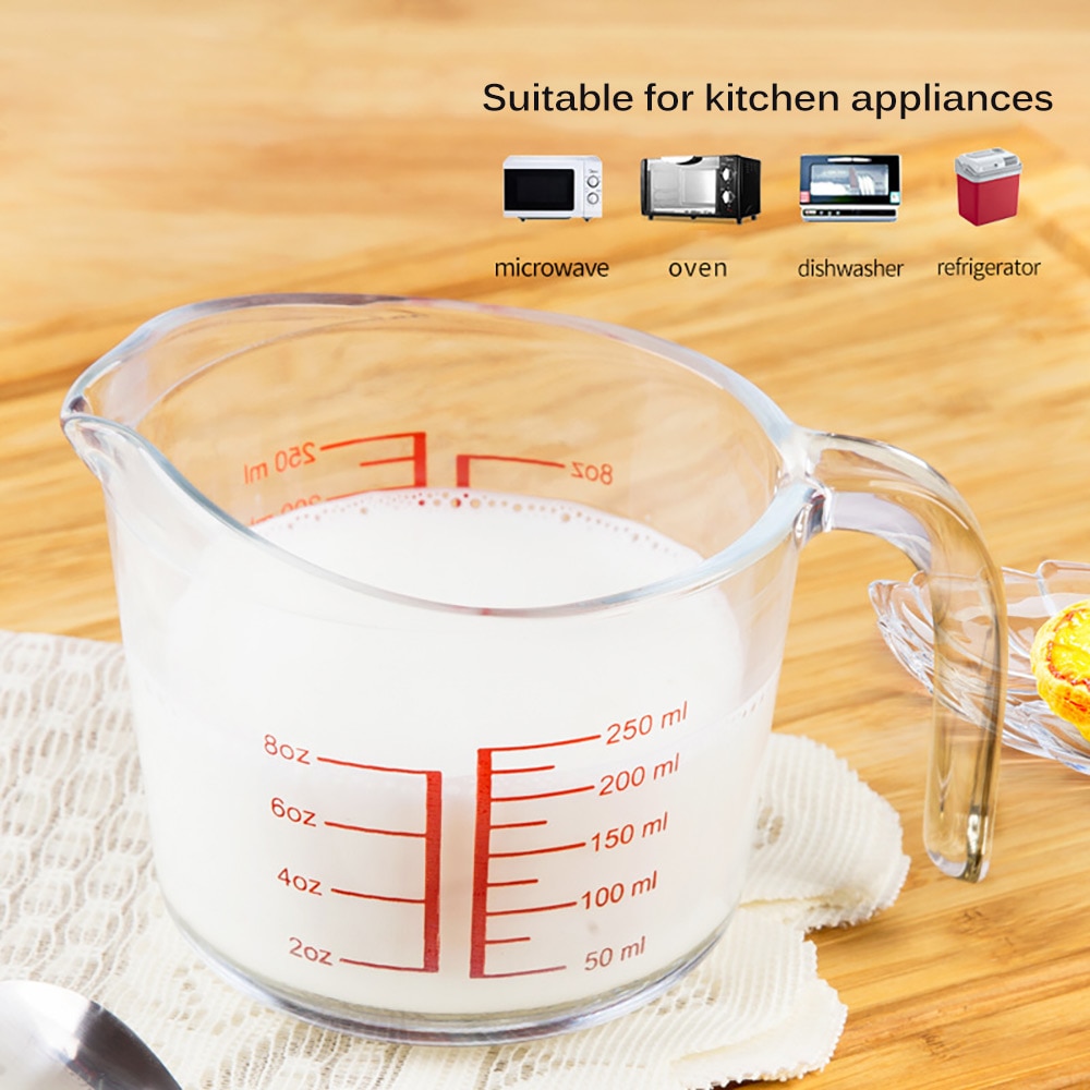 250/500/1000ML Glass Measuring Cup Jug Pour Spout Surface Kitchen Tool Supplies Cup With Graduated Kitchen