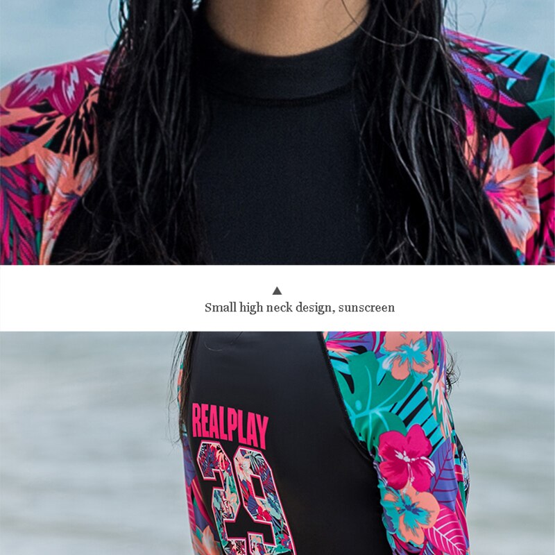 Gsou Sneeuw Rash Guard Shirts Voor Vrouwen Bloem Afdrukken Vrouwelijke Strand Duiken Badmode Tops Lange Mouwen Lady Surfen T-Shirts