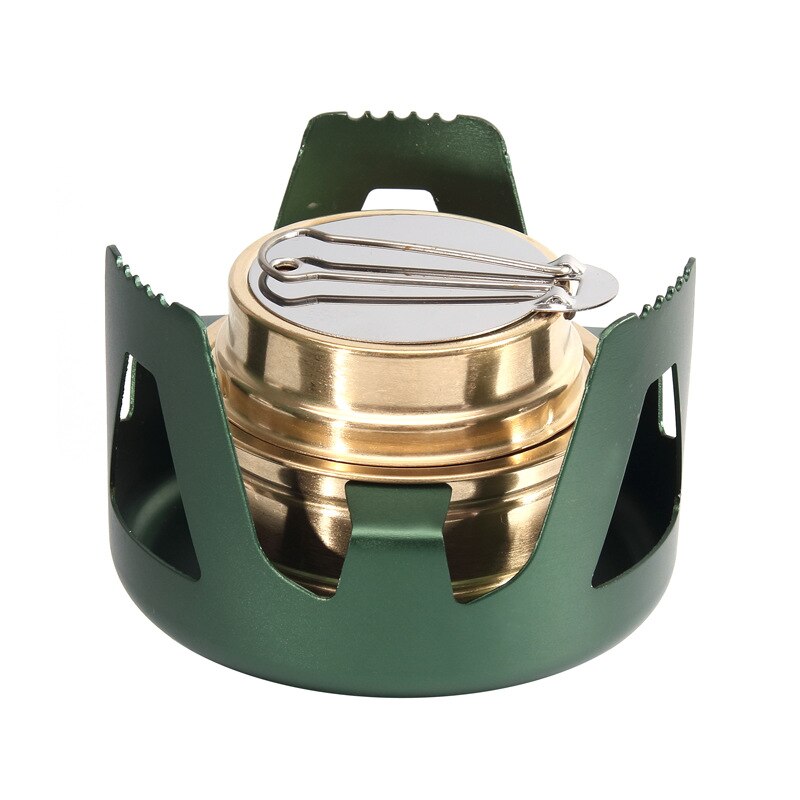 Outdoor Camping Vaporized Liquid Alcohol Pure Copper Burner Portable Alcohol Stove Aluminum Alloy Bracket: Green