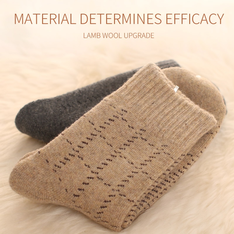 Mérinos-chaussettes chaudes et longues pour hommes, 4 paires, en laine épaisse, serviette à boucle en cachemire en peluche, robe douce en coton