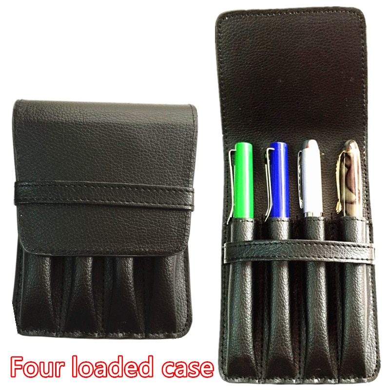 Farve blyanttaske lædertaske til luksus kuglepenne 4 slots springvand/kuglepen/rullebold penalhustaske 1 stk.
