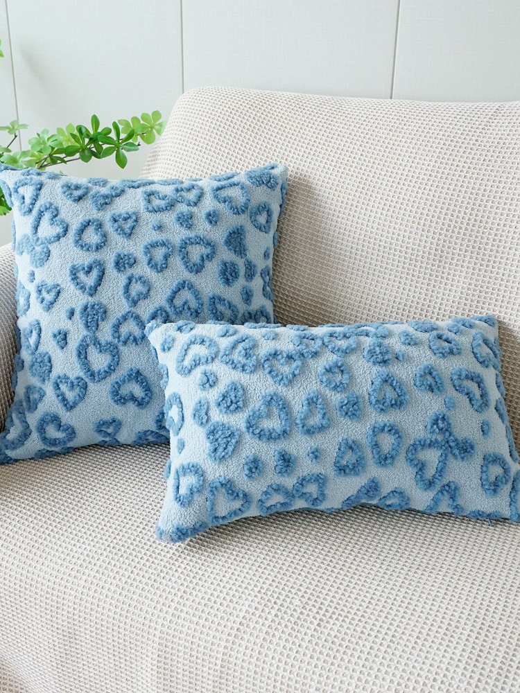 30x50/45X45CM Plush Heart-shaped Throw Pillow Cover Living Room Jacquard Waist Cushion Cover Decor Home Decorative Pillowcase