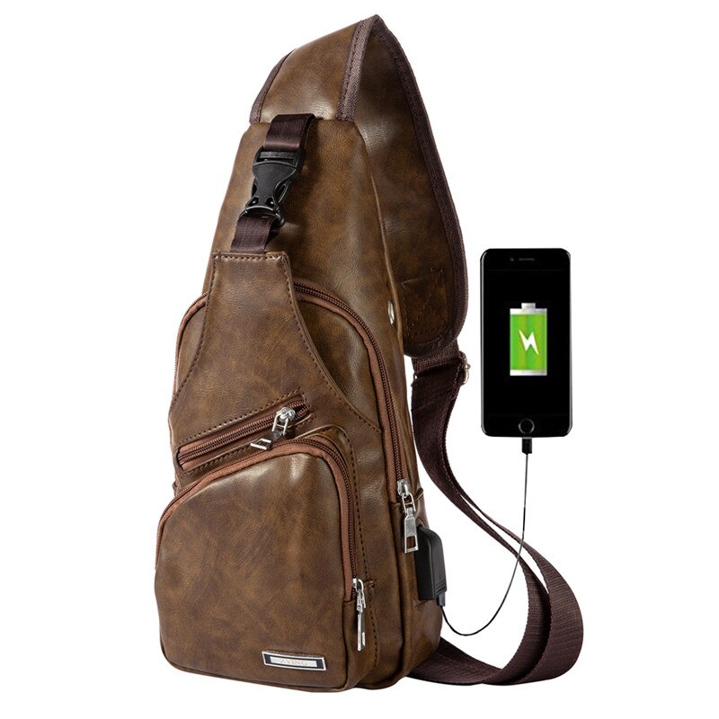 Crossbody Tassen Voor Mannen Korte Trip Sling Borst Bag Casual Messenger Bags Mannelijke Schoudertas Diagonaal Back Pack Bolsos: Bronze