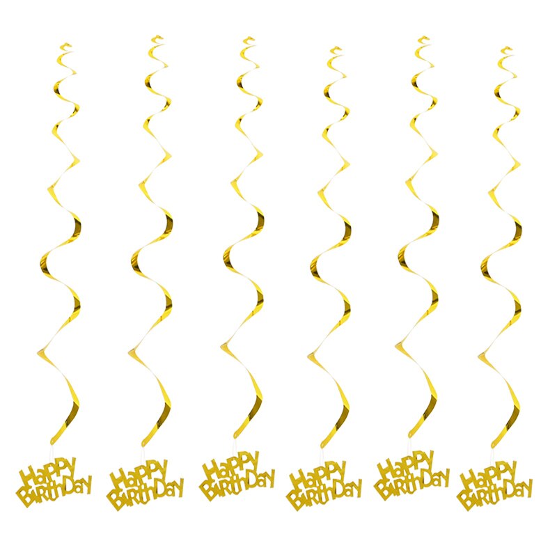 1 set pvc grattis på födelsedagen stjärnor spiral virvel tak hänge dekor bröllop hängande girlanger bunting party födelsedag tillbehör: B01